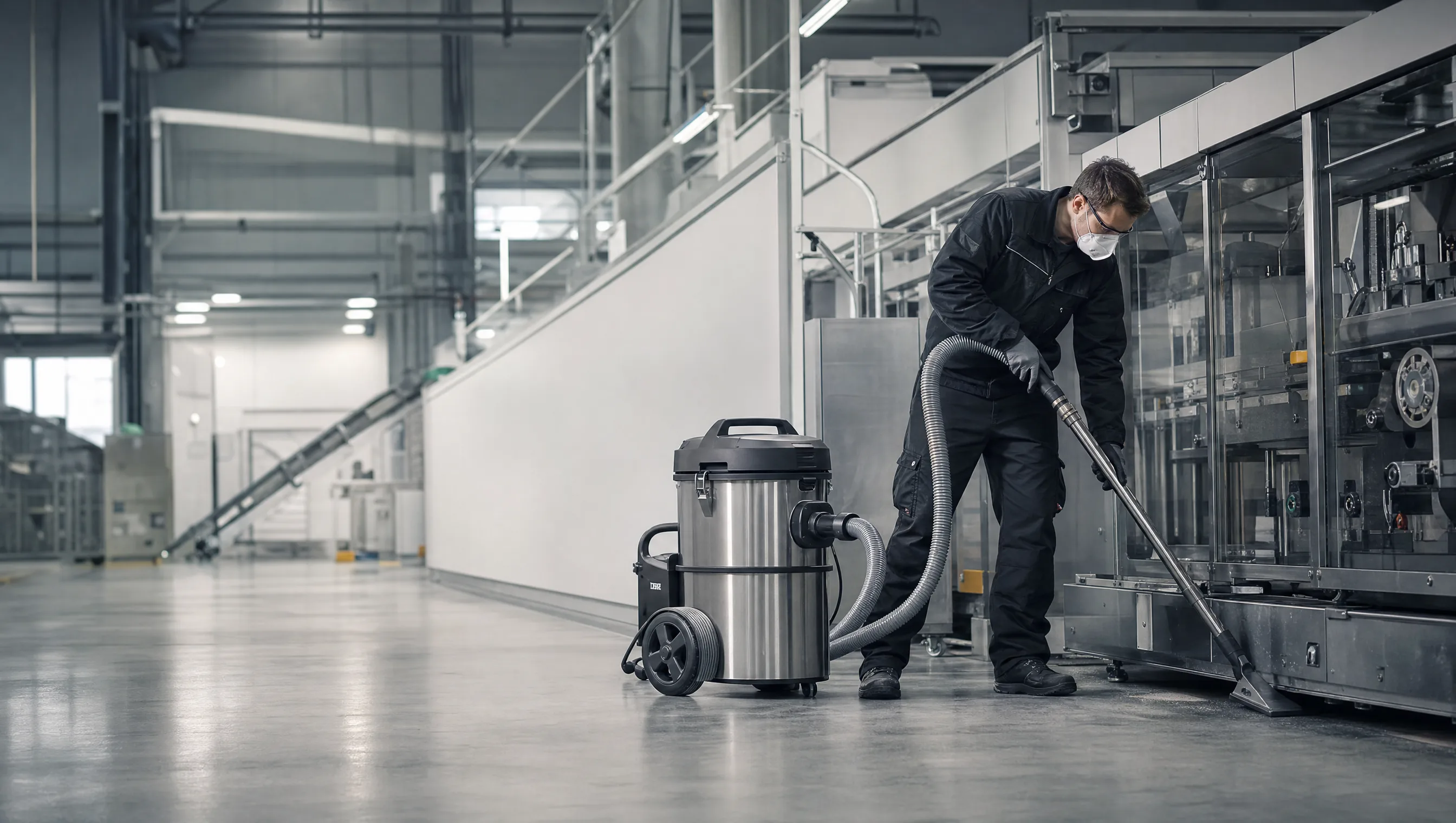 Professionelle Industriereinigung in einem deutschen Produktionsbetrieb