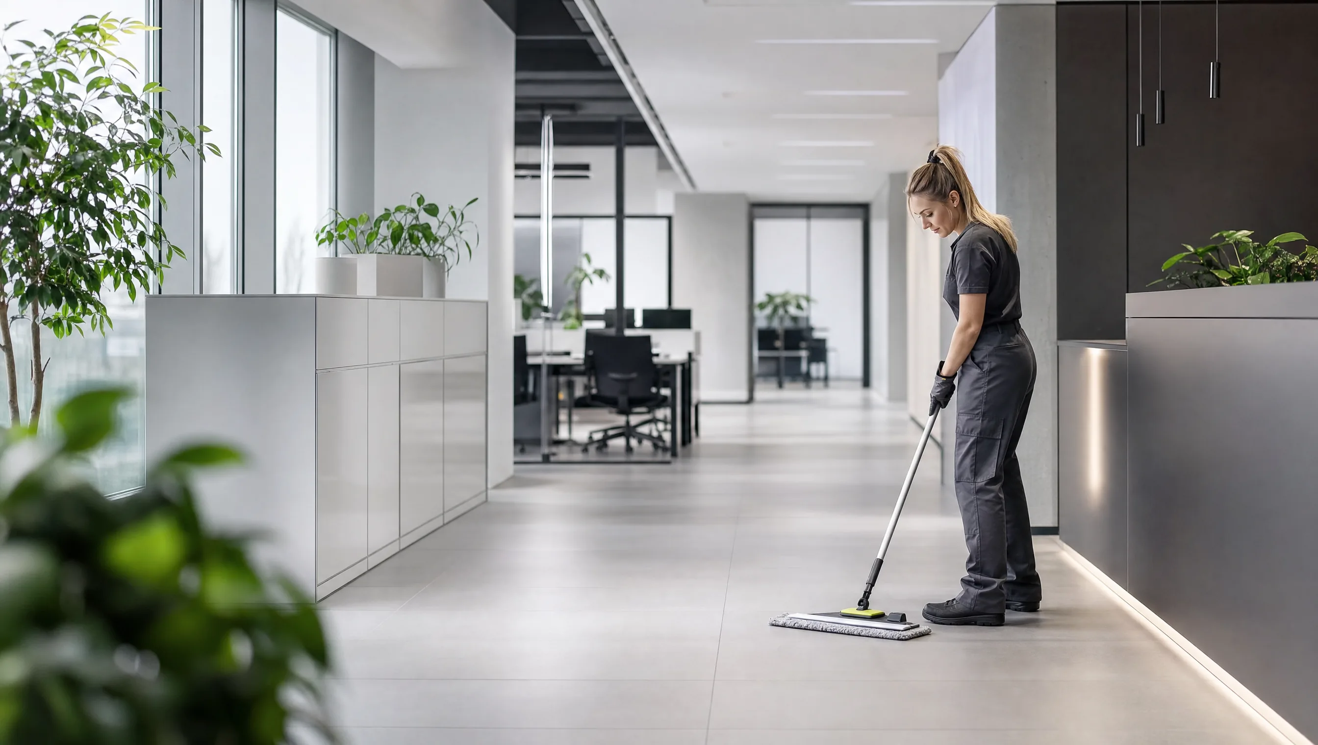 Zuverlässige Unterhaltsreinigung in einem modernen Büro in NRW