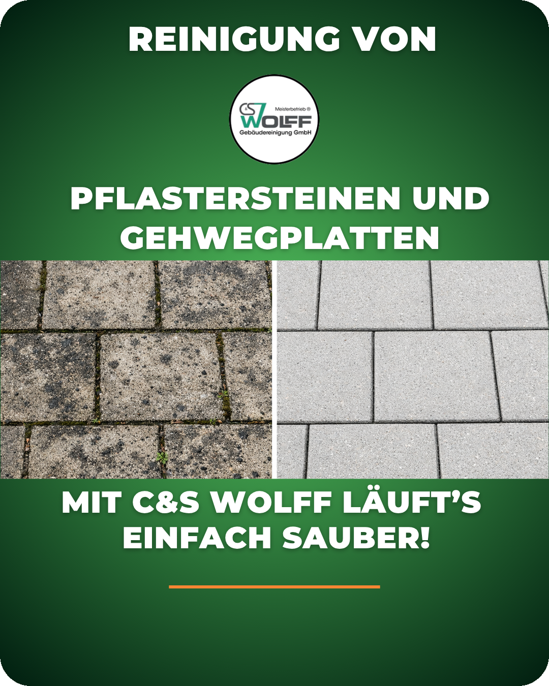 Reinigung von Pflastersteinen und Gehwegplatten
